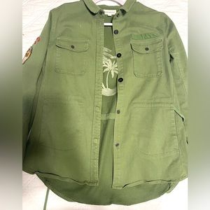 Dance and Marvel Jean Palm Tree Green Jacket